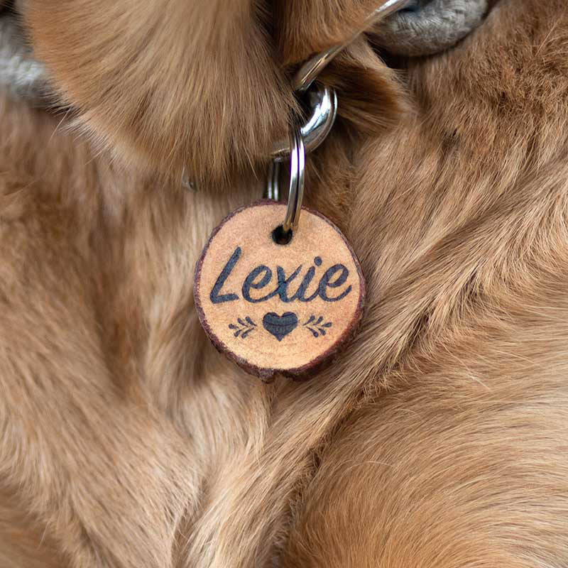 Pali Hundemarke mit Gravur aus Rosenholz - personalisiert mit Name deines Hundes, Telefonnummer, Adresse, Tasso auf der Rückseite