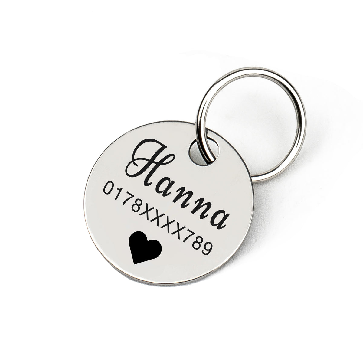 Annabell Hundemarke mit Gravur - personalisiert mit Name deines Hundes, Telefonnummer, Adresse, Tasso auf der Rückseite