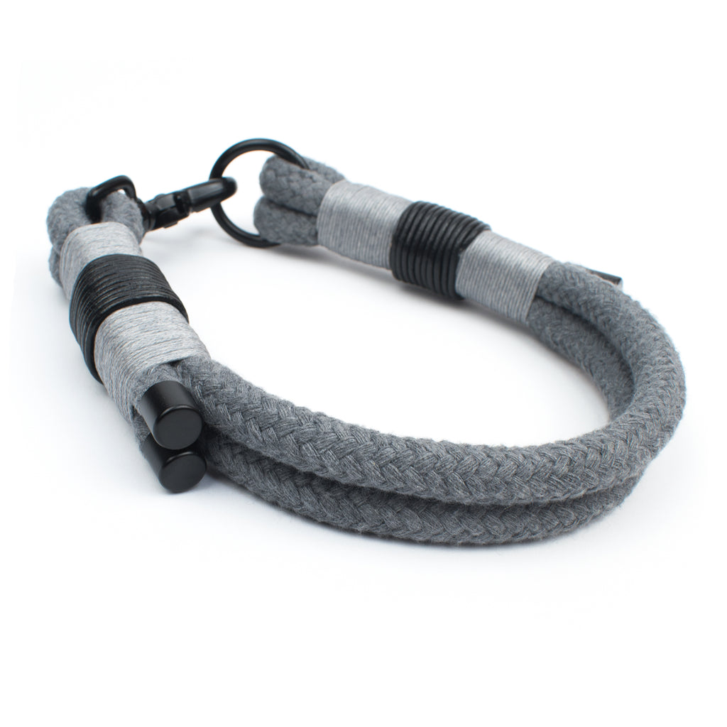 Black Elephant Set mit Halsband und Hundeleine - Elegant in Grau Schwarz mit Scherenkarabiner