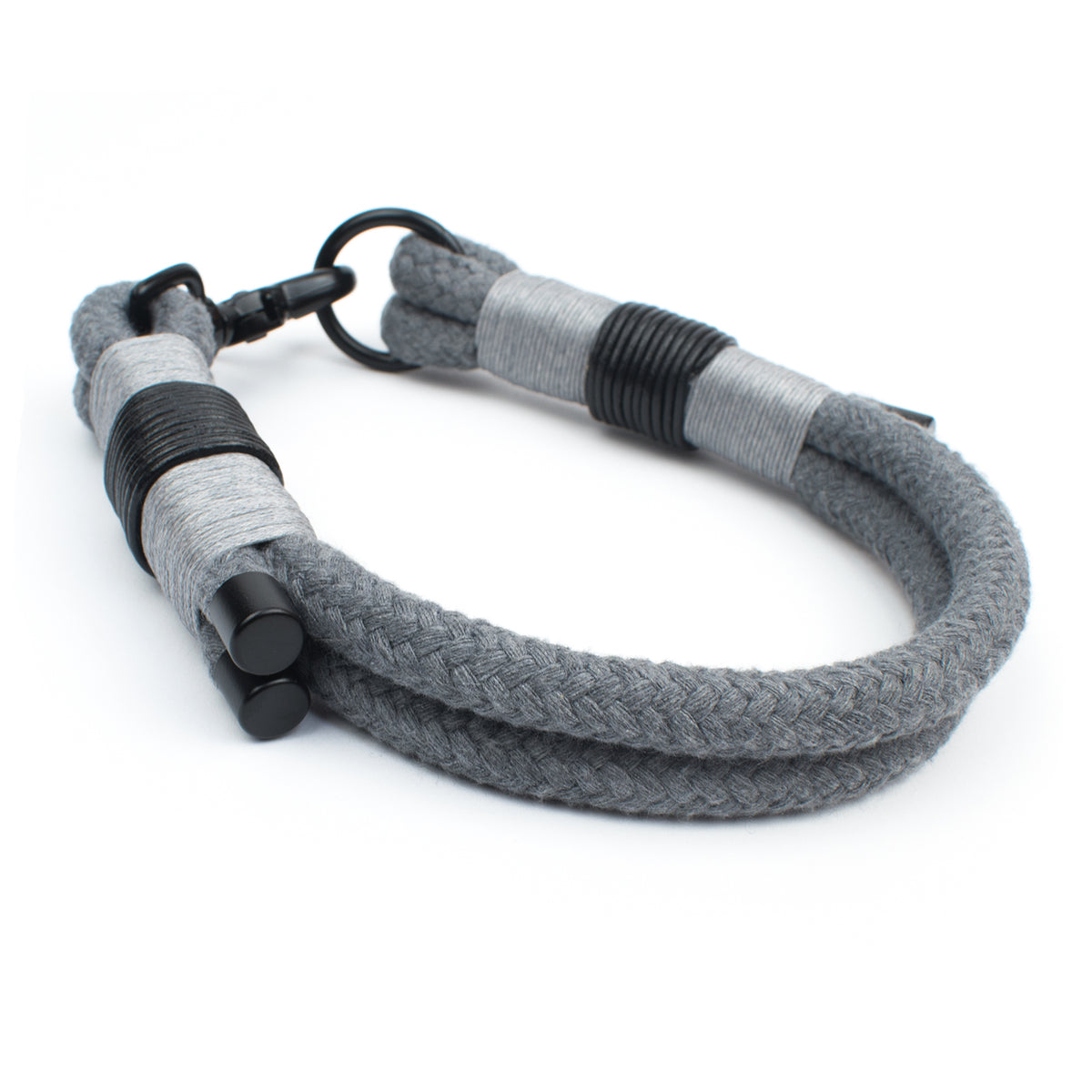 Black Elephant Set mit Halsband und Hundeleine - Elegant in Grau Schwarz mit Scherenkarabiner