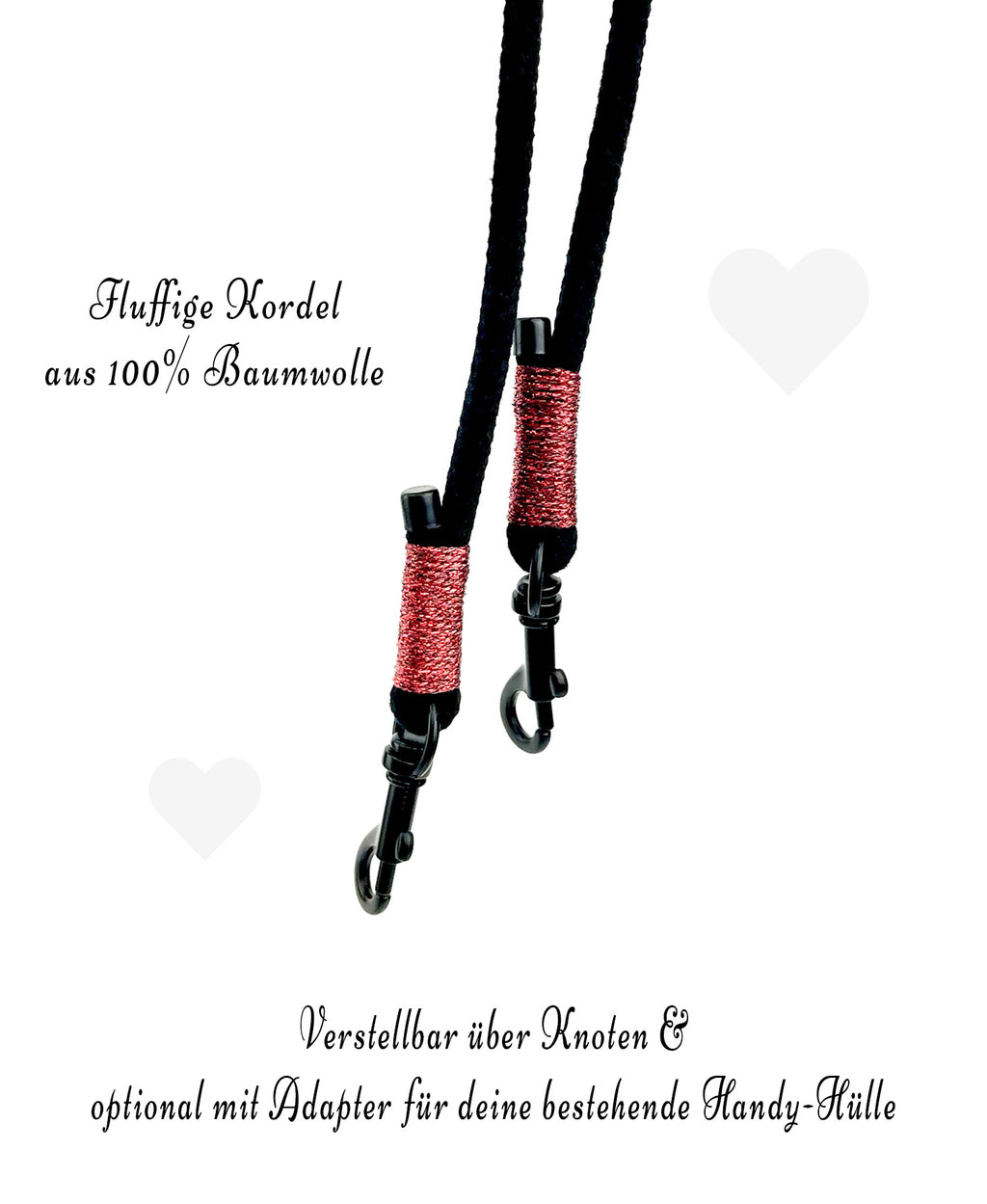 Handykette Schwarz-Glanzrot