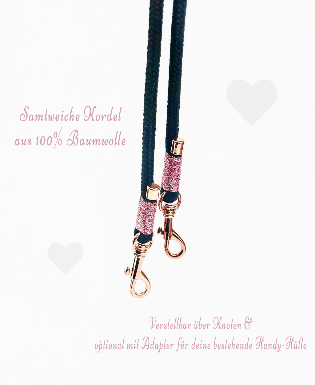 Handykette Schwarz-Glanzrosa