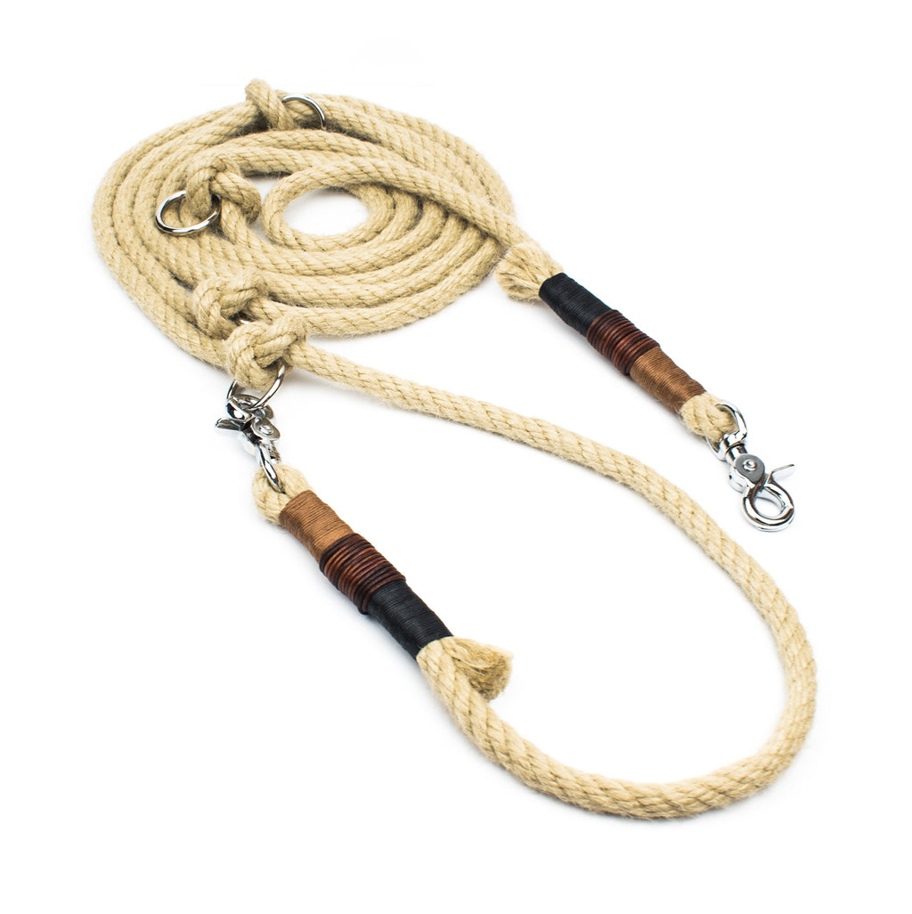 Hanfy Hundeleine für sehr große schwere Hunde - extra starke Karabiner, Nähte, robustes Tau aus Naturhanf