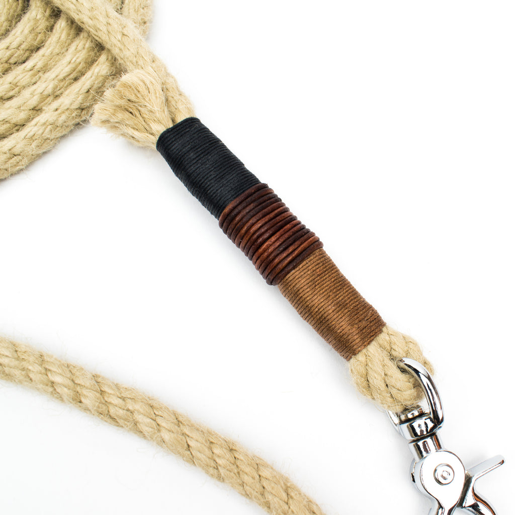 Hanfy Hundeleine für sehr große schwere Hunde - extra starke Karabiner, Nähte, robustes Tau aus Naturhanf