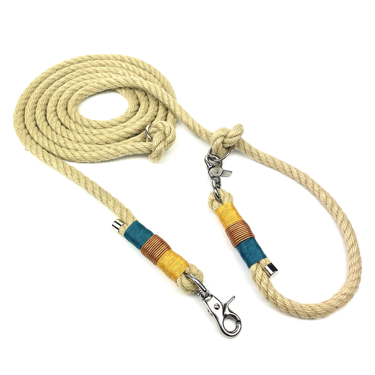Hanfy Hundeleine für sehr große schwere Hunde - extra starke Karabiner, Nähte, robustes Tau aus Naturhanf