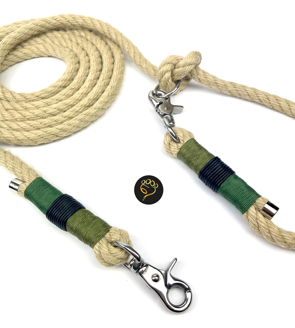 Hanfy Hundeleine für sehr große schwere Hunde - extra starke Karabiner, Nähte, robustes Tau aus Naturhanf