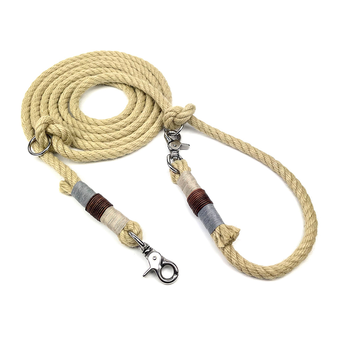 Hanfy Hundeleine für sehr große schwere Hunde - extra starke Karabiner, Nähte, robustes Tau aus Naturhanf