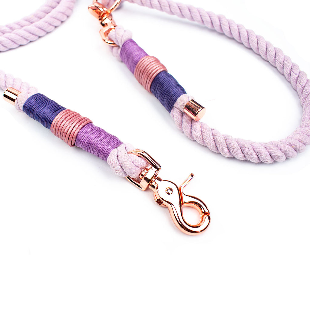 Hellena Hundeleine -  Mädchen-Traum in feinem Pastell-Rosa, 3fach verstellbar, Scherenkarabiner