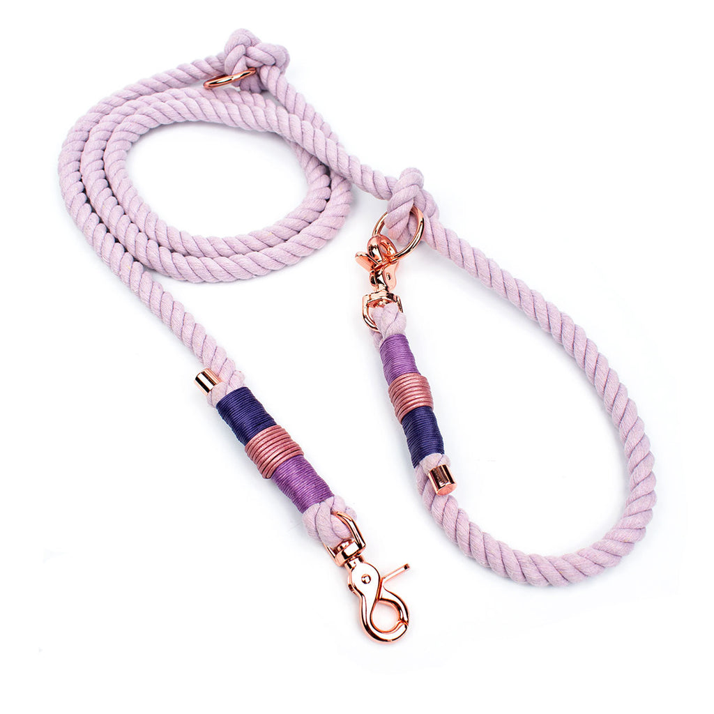 Hellena Hundeleine -  Mädchen-Traum in feinem Pastell-Rosa, 3fach verstellbar, Scherenkarabiner