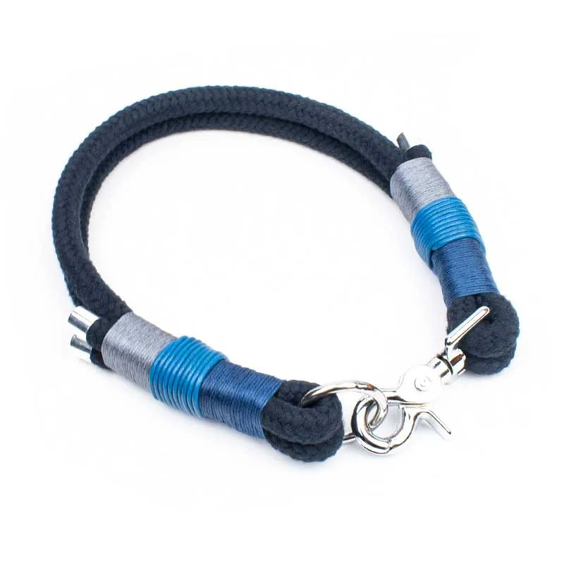 Oceanside Set mit Halsband und Hundeleine - Sanftes Tau in Mitternacht Blau mit Meeres Akzenten