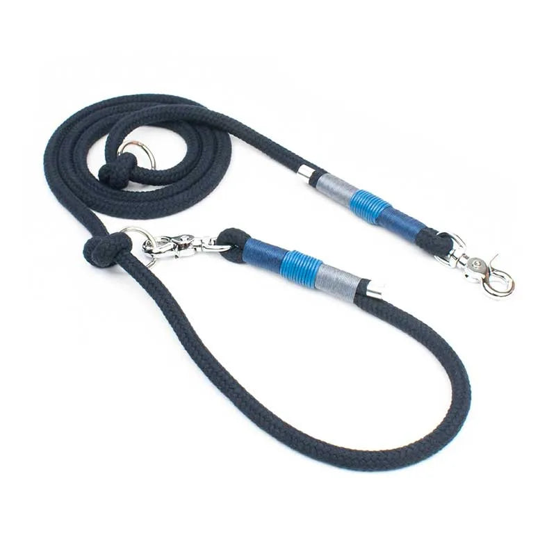 Oceanside Set mit Halsband und Hundeleine - Sanftes Tau in Mitternacht Blau mit Meeres Akzenten