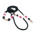 Little Pony Set mit Halsband und Hundeleine - Mädchenhaft in Rosa und Schwarz mit Scherenkarabiner