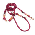 Blackberry Set mit Halsband und Hundeleine - Edler Mädchentraum in Bordeaux Rot und Rosegold Scherenkarabiner