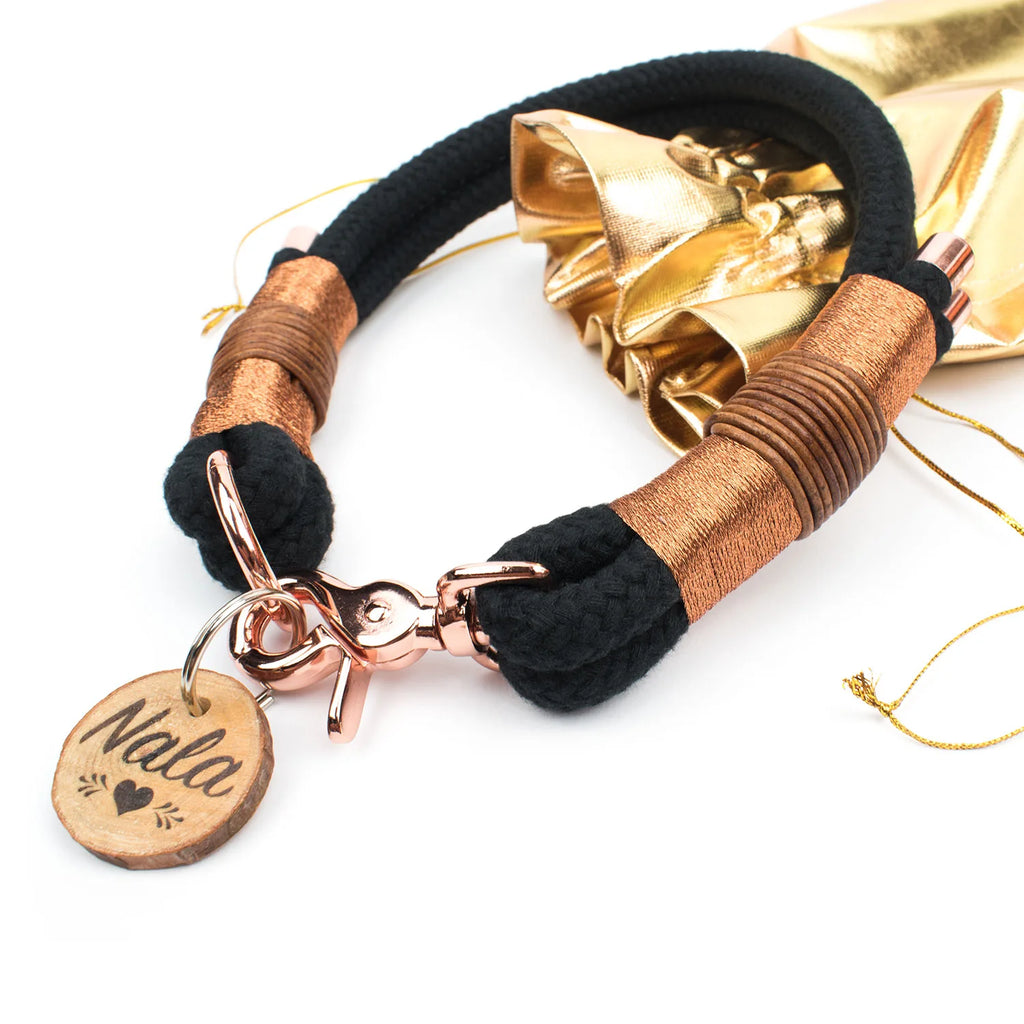 Rose Black Set mit Halsband und Hundeleine - Edle Kombination in Rose und Schwarz