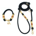 Golden Black Set mit Halsband und Hundeleine - Luxuriös in Schwarz und Gold mit Scherenkarabiner
