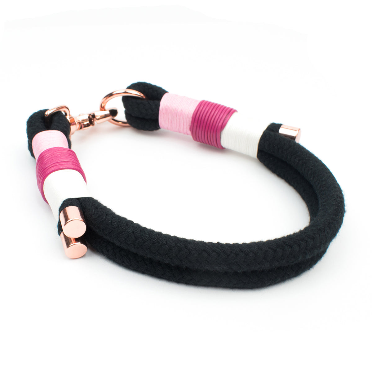 Little Pony Set mit Halsband und Hundeleine - Mädchenhaft in Rosa und Schwarz mit Scherenkarabiner