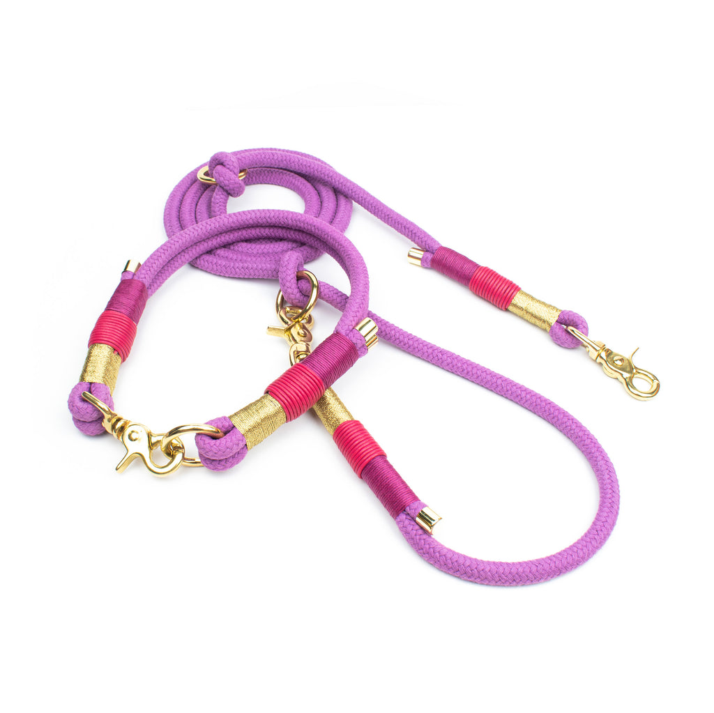 Little Princess Set mit Halsband und Hundeleine - Mädchen Traum in Rosa und Pink mit goldenen Akzenten