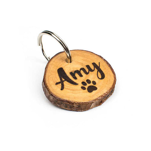 Pali Hundemarke mit Gravur aus Rosenholz - personalisiert mit Name deines Hundes, Telefonnummer, Adresse, Tasso auf der Rückseite
